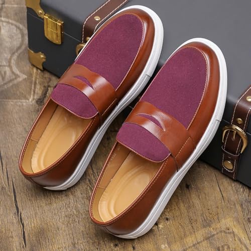 Men's Suede & Patent Leather Loafers - Lightweight Casual Sneakers with Sport Rubber Sole for Business, Office & Travel3