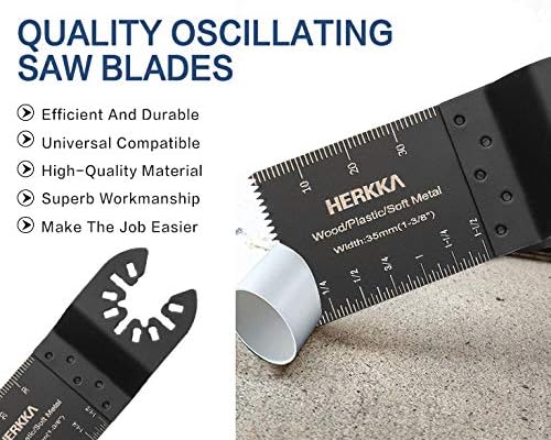 HERKKA Wood Oscillating Multitool Quick Release Saw Blades Compatible with Fein Multimaster Porter Cable Black & Decker Bosch Dremel Craftsman Ridgid Ryobi Makita Milwaukee Dewalt Rockwell