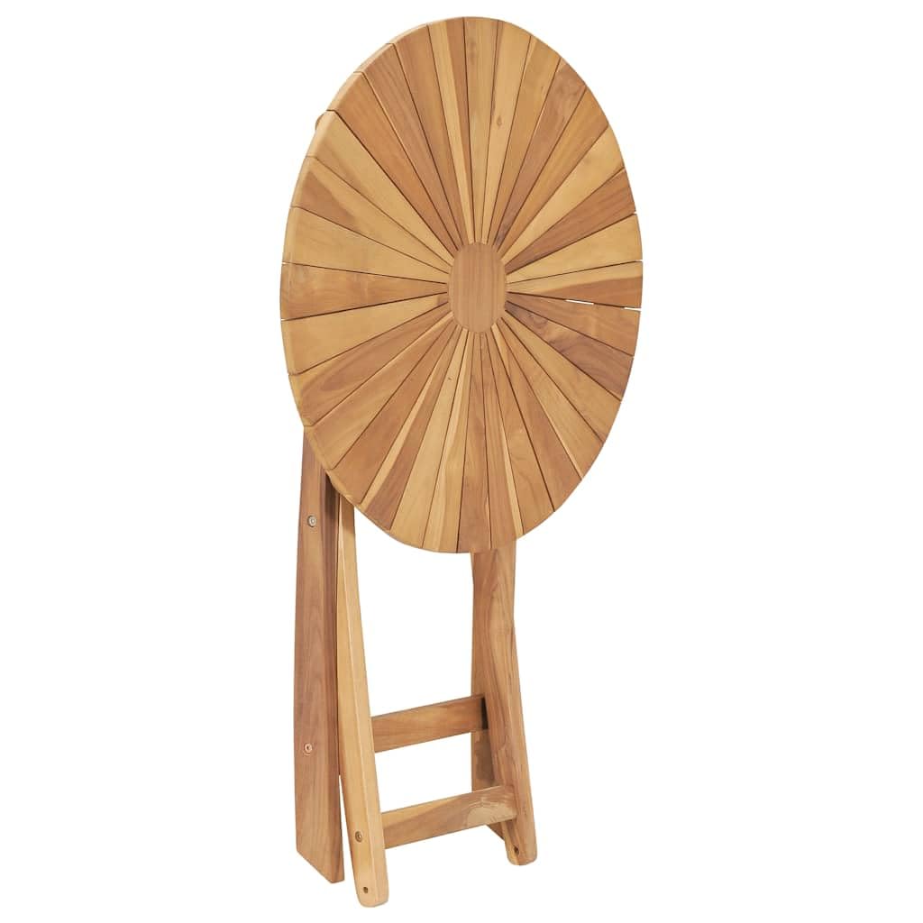 Tavolo da giardino rotondo da 60 cm in legno massello teak, tavolo pieghevole per esterni con vernice a base d'acqua, per terrazza e giardino, tecnicamente essiccato e finemente levigato