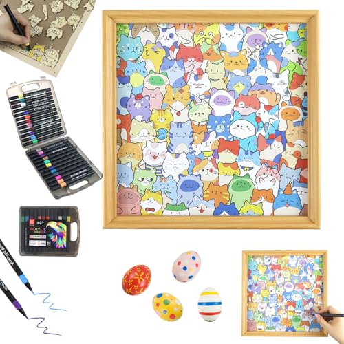 Cat Shaped Wooden Jigsaw Puzzle Puzzle Frame Quordle Wood Puzzles for Home Travel Bedroom Playroom Classroom Homeschool Preschool Birthday 5.71× 6.93in