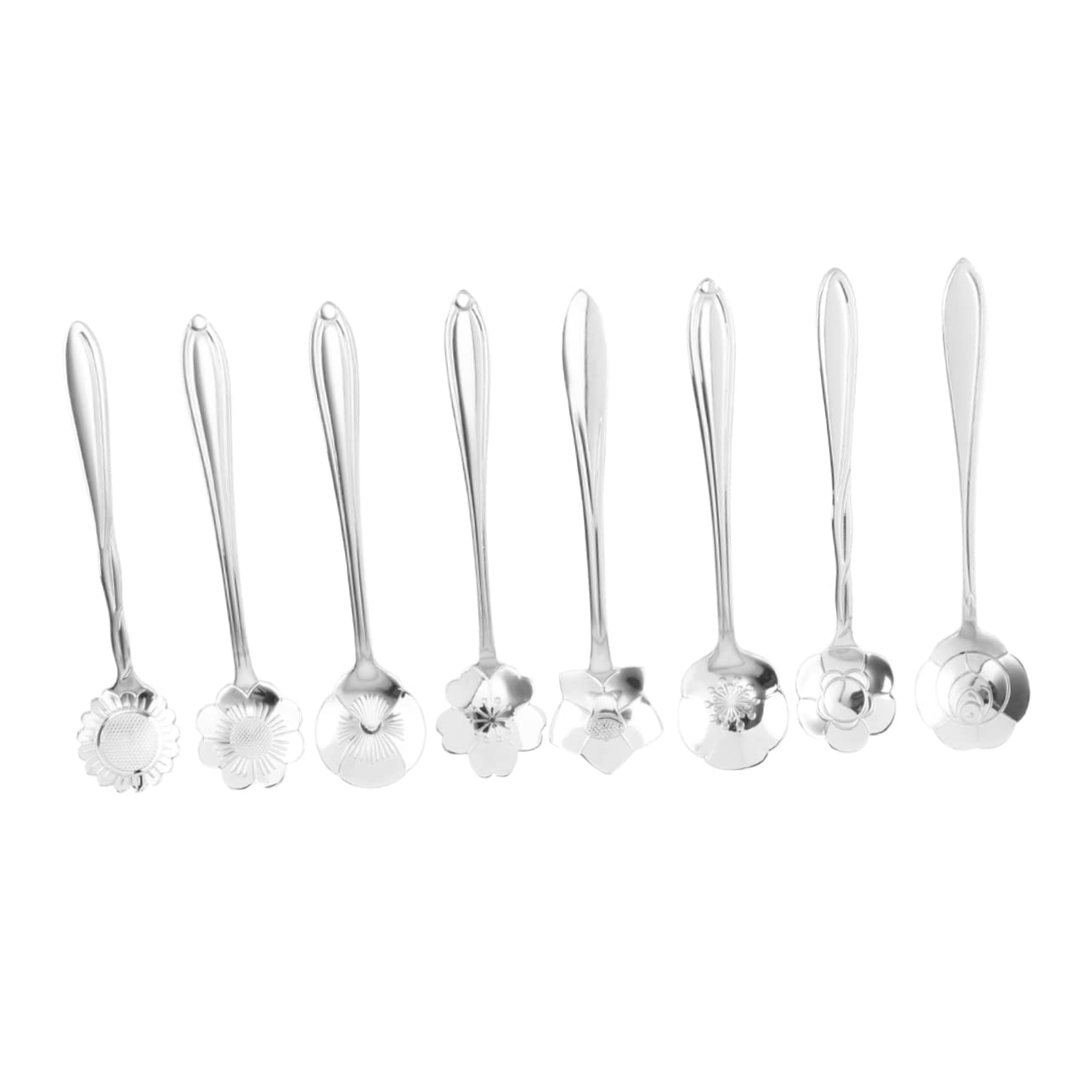 OFFSCH Flower Spoons 8 Piece Stainless Steel Tea Spoon Set Unique Flower Design for Iced Tea Coffee
