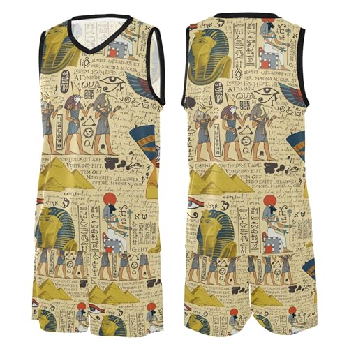 Antigos Deuses Egípcios Retrô Crianças Basquete Jersey Respirável Roupas de Menino para Atlético 5T