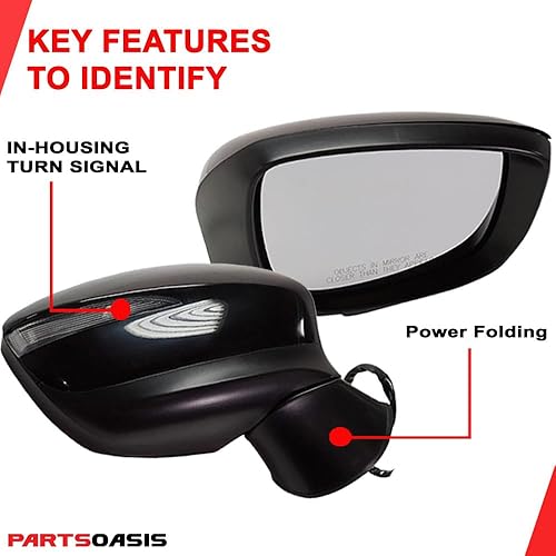 Miniatura 5 de MA1321207 Espejo lateral del pasajero compatible para Mazda CX-5 2015-2016 Power Manual plegable no calentado pintable con luz de señal sin BSD