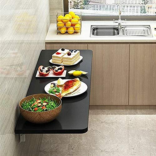 SXZenSpace Mesa de Comedor Plegable de Pared con Hojas abatibles y estantes - Escritorio de Madera para Ordenador, Oficina, Cocina y Dormitorio (110 x 30 cm)
