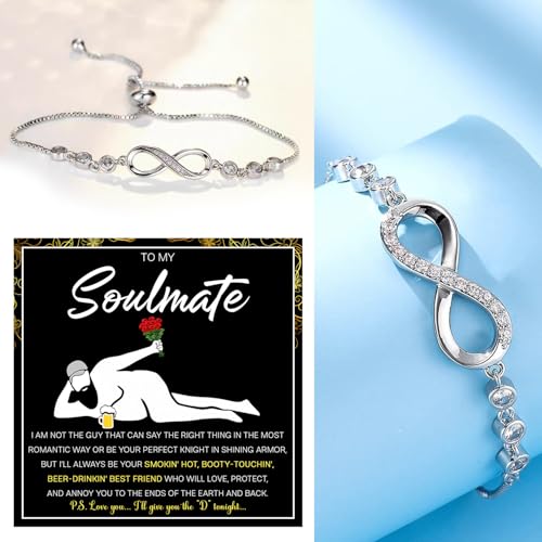 To My Soulmate Bracelet for Women from Husband – Cubic Zirconia Infinity Design with Sincere Message Card & Elegant Gift Box – Romantic and Funny Gift for Wife or Girlfriend on Birthday, Christmas3