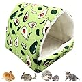 Guinea Pig Bed, 1 Pack (19 X 19cm) Small Animal Winter House Warm Nest, Non Slip Avocado House With Removable Pad, Animals Warm Sleeping House (Green, Avocado)