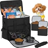 OUUTMEE Bolsa para perros de 25 l con correa para el hombro, bolsa de comida para perros Ldeal para viajes de fin de semana, bolsa para perros (negro)