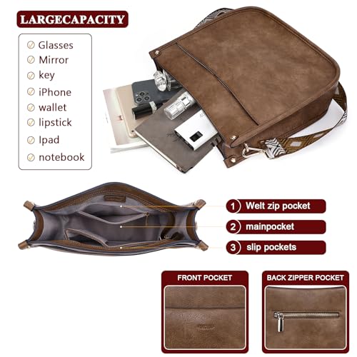 Image of HKCLUF Crossbody Bag Purse for Women 2PCS /Set Leather Hobo Handbag Wallet Set With 2Adjustable Guitar Strap Shoulder Bag | Purse
