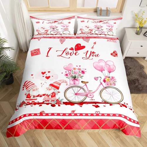 NDXRWDZR Parure de Lit 220x240 Adulte Couple Romantique Housse de Couette 2 Personnes avec Fermeture Éclair Confortable Respirant Microfibre Housse de Couette et 2 Taie d'oreiller 65x65 cm