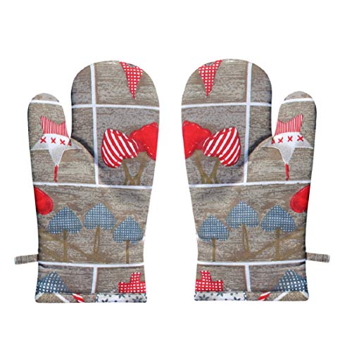 Image of AIRWILL, 100% Cotton Kitchen Padded Oven Gloves, Mitts (Pack of 2)