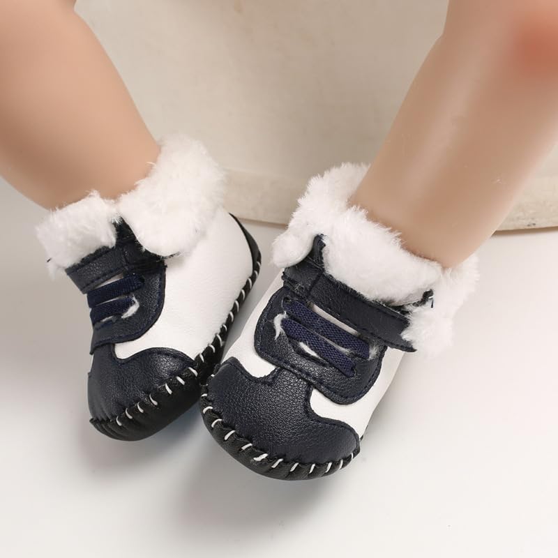 Baby Boys Soft Sole High Top Ankle Pu Leather Sneakers, Sport Newborn Infant First Walkers Winter Shoes3