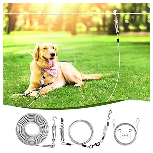 Dog Runner for Yard, Trolley System for Large Dogs, 100FT Dog Tether for Yard with 10FT Pulley Run Line, Heavy Duty Dog Tie Out Cable for Dogs Up to 125LBS, Dog Leads for Yard, Park, Camping