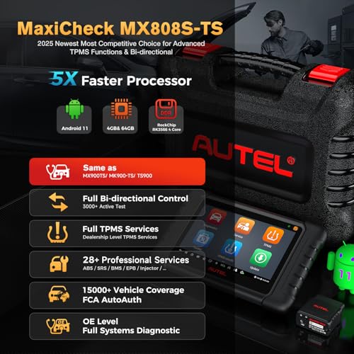 Autel Scanner MaxiCheck MX808S-TS: 2026 Same as MaxiCOM MK900TS MX900-TS TS900, US Ver. of MK808S-TS Up of MK808S, Top TPMS Programming Tool, 3000+ Bidirecitonal Active Test, 28+ Service, 11 OS, FCA - Image 4