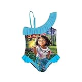 NIUJNE Girls Bathing Swimsuit Toddler Suit: Ruffle Butt Princess One Shoulder One Piece Monokini Girl Swimwear for Summer Beach Blue 5-6 Years（120cm）