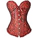 Produktbild EZSTAX Spitze Korsett Bauchweg Vintage Korsage Überbrust Damen Taillenformer Shaperwear Push UP,Schwarz und Rot,L