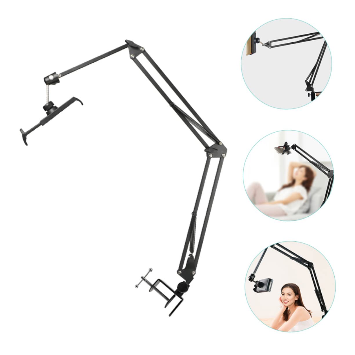 1juego Soporte Móvil Ajustable para Teléfono Brazo Montaje Mesa o Cabecera para Grabación y Uso De Manos Libres Compatible Smartphones y Tablets