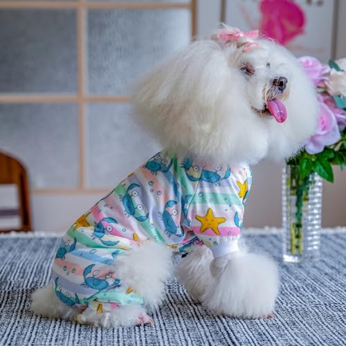 Image of CuteBone Small Dog Pajamas Shirt Stretchy Summer Puppy Pjs Soft Cat Onesies Pet Clothes for Daily Wear DA22L