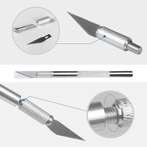 Miniatura 4 de Juego de cuchillos de 108 piezas de cortador de precisión para tallar manualidades, incluye cuchillo y cuchillas, regla de acero inoxidable, tabla