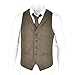 VOBOOM Mens Herringbone Tailored Collar Waistcoat Fullback Wool Tweed Suit Vest (Khaki, 3X-Large)