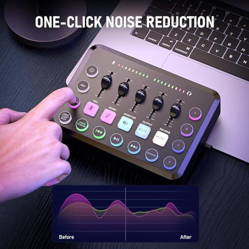 Image of Xclamor : XA-S31 Gaming Audio Mixer Live Sound Card with XLR Microphone Interface 48V Phantom Power RGB Lighting DJ Effects Voice Changer USB OTG for Podcast Streaming Recording PC Smartphone
