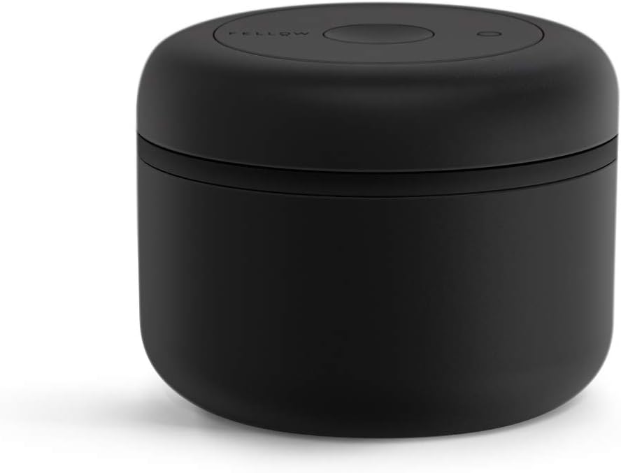 Atmos Vacuum Canister for Coffee & Food Storage - Airtight Sealed Container, Matte Black, Small Coffee Bean Storage, 0.4 Litre Jar