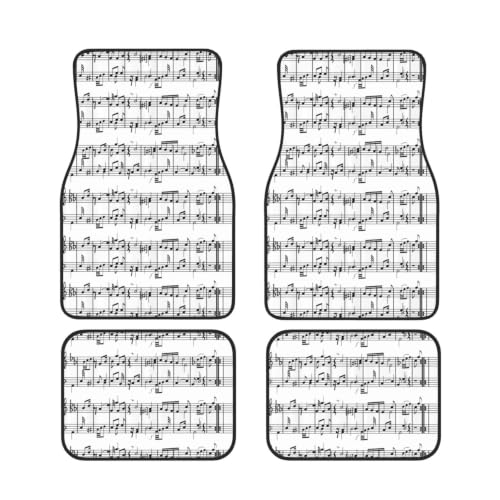 Alfombrillas de coche con notas musicales juego de 4 piezas en neopreno antideslizante