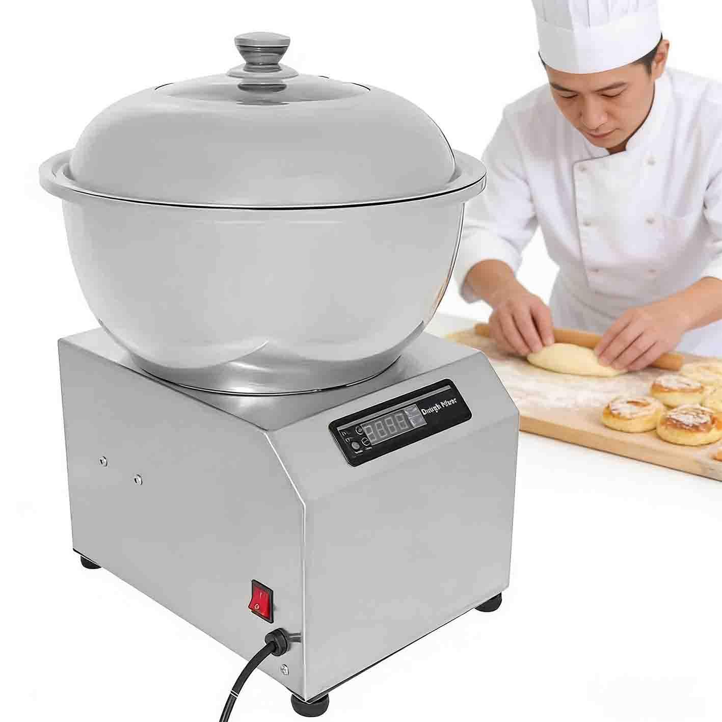 Impastatrice a Spirale, Impastatrice Elettrica in Acciaio Inox, Con Doppia Rotazione, Timer Da 30 Minuti, Coperchio Trasparente E Design Facile Da Pulire, Ideale per Pizzerie E Panifici
