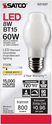 Miniatura 4 de Satco 6Pk 8w BT15 LED 2700K base media blanca regulable - 60w equiv
