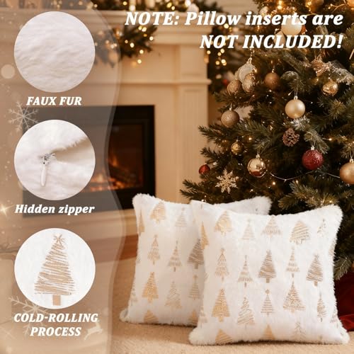 Artmag Christmas Tree Throw Pillow Covers 20x20 inch Set of 2, Decorative Golden Tree Pillow Covers Cushion Case Holiday Decoration for Home Couch Sofa Bed by Artmag - Image 3