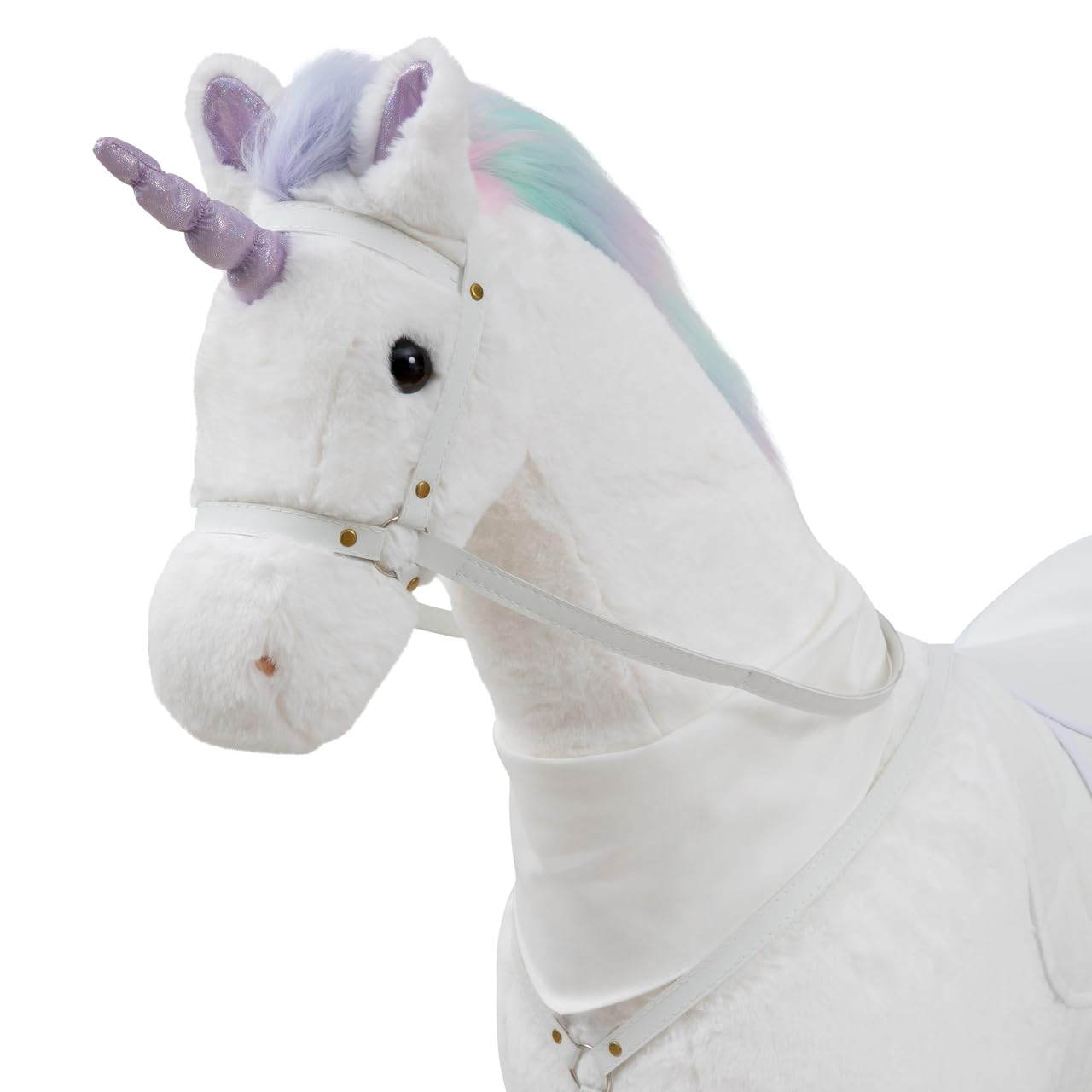 ELLA & PIET® Großes XXL Stehpferd Einhorn Snow mit Sattel (Weiß-Pastell) Steheinhorn Standpferd