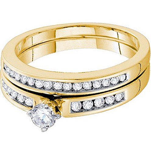 Dazzlingrock Collection 0.47 Carat (Cttw) 14k White Round Diamond Women Engagement Ring Set 1/2 CT, Yellow Gold