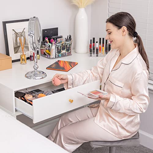 Superjare Vanity Desk With Drawers, 47 Inch Computer Desk, Modern Simple Home Office Desks, Makeup Dressing Table For Bedroom - White #TOP1