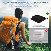 Fosdaling Mikrofaser Handtuch 3er Set - Groß 200×100cm & 2 Klein 80×40cm, Schnelltrocknend Microfaser Sporthandtuch, für Reisehandtuch, Badetuch, Fitness & Sport Handtücher und Strandtuch (Schwarz) – Ansicht 5