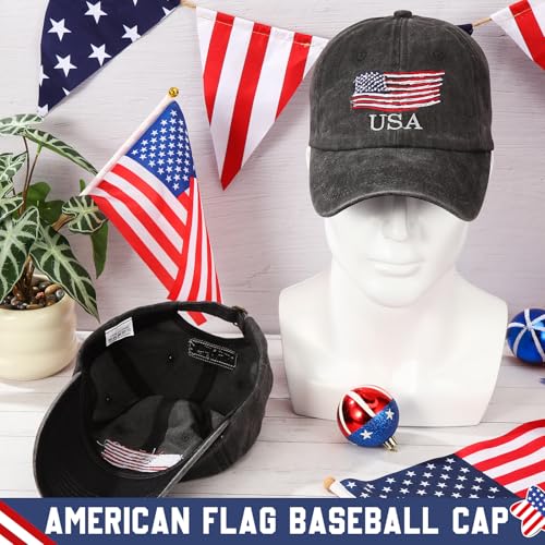 Image of Geyoga 4 Pack USA Flag Baseball Cap Washed