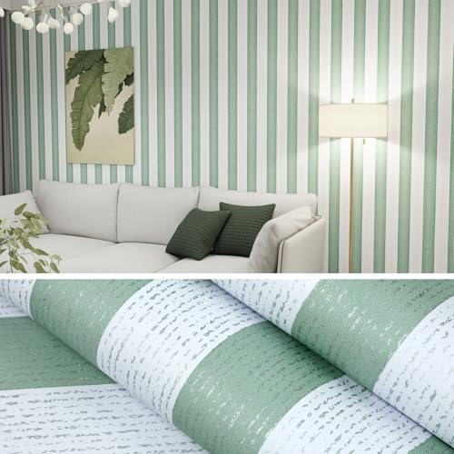 Biyoee Green Stripe Peel and Stick Wallpaper 15.7