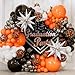 ALL-IN-1 Orange Black White Balloons Arch Kit with BONUS Starburst Balloons – Small & Large White Orange Black Balloons – Party Decorations for Graduation, Birthday Bengals, Halloween, Harley Davidson