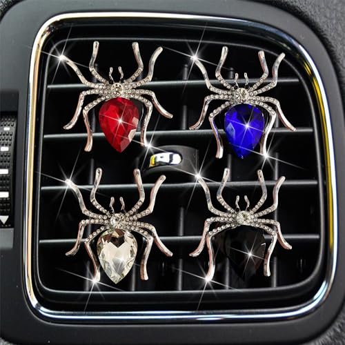 Image of Halloween Spider Crystal Spiderman Car Decor, Vent Clip with Bling, Perfect for Women - Red