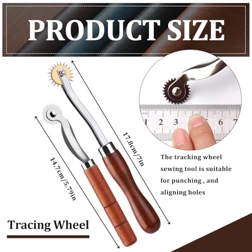 Nitlak 2 Pcs Tracing Wheel,Tracing Wheel Sewing Tool,Wooden Handle Stainless Steel Pounce Wheel,Tracing Wheel thumb #1