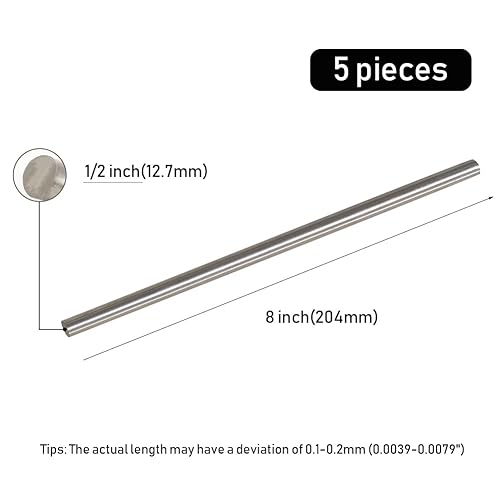 Miniatura 47 de 3 varillas redondas de acero inoxidable 304, 1/2 pulgadas de diámetro y 12 pulgadas de longitud, varillas de eje sólido de metal para la industria