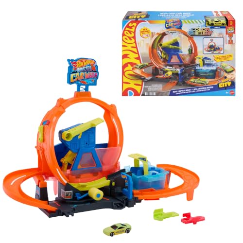 Hot Wheels City Mega Loop Autowaschanlage und Color Shifters Fahrzeug