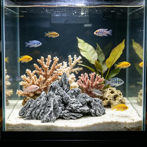 Image of 3 LB Aquarium Rocks Stones, 2-6 inches Natural Seiryu Stone, Fish Tank Decor Rocks for Fish Tank Landscaping, Bonsai, Gardens, Reptile Terrariums Paludarium Amphibian Enclosures Aquarium Decor