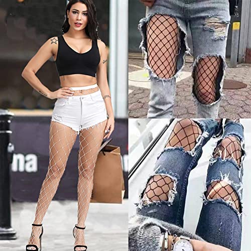 Notherss 4 PCS Womens High Waist Tights,Fishnet Stockings For Women, Black and White Fishnet Stockings,Halloween Gifts4