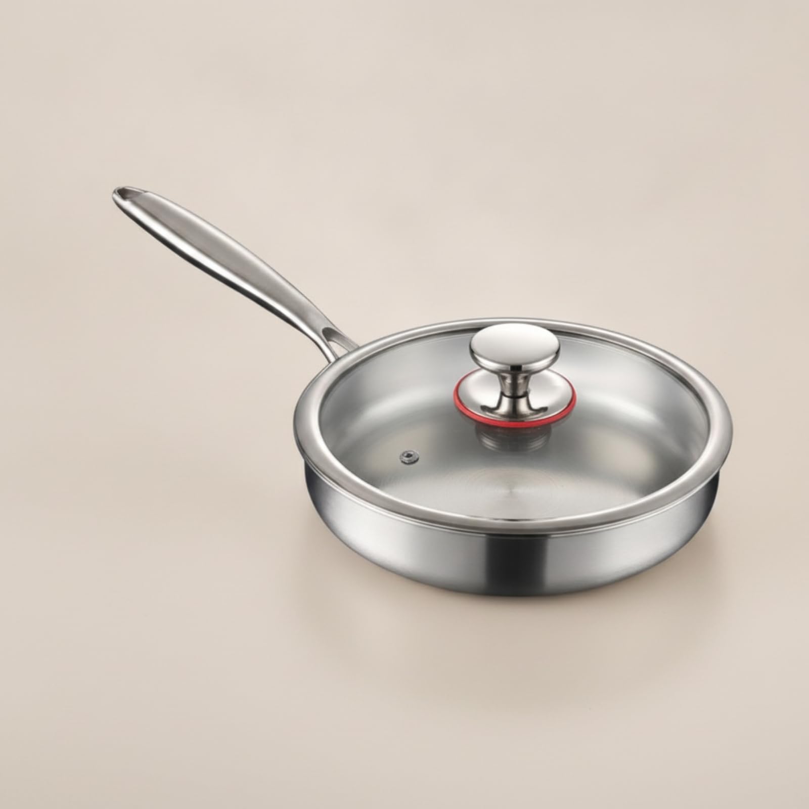 KESOTO in Acciaio Inox con Coperchio Durevole Antiaderente senza Rivestimento Facile da Pulire per Quotidiana, Colazioni, 30 Cm