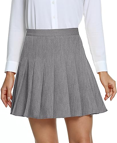 Urban CoCo Women's Pleated High Waist Solid School Uniform Skirt