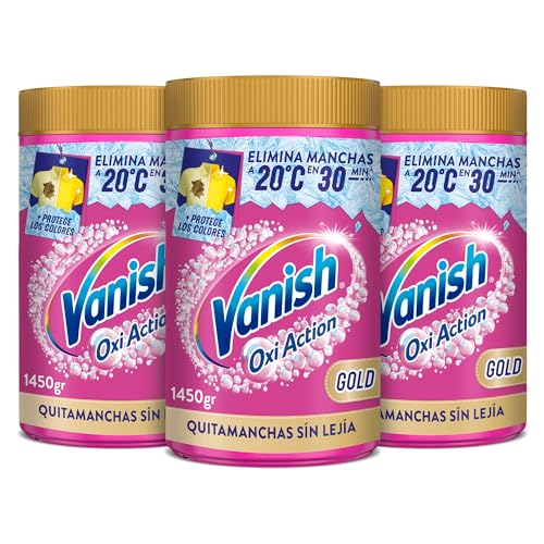 Vanish Oxi Action Multipoder - Quitamanchas multibeneficio para la ropa, elimina olores y potenciador del lavado, En Polvo, Sin Lejía, 3 x 1450gr (4,35kg)