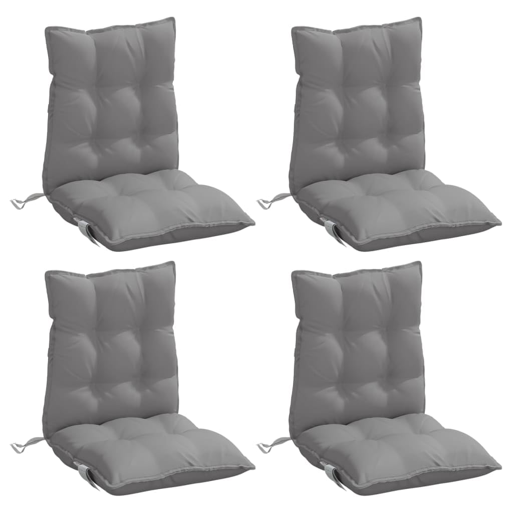 vidaXL Cojines para Silla con Respaldo Bajo 4 uds, Almohadillas para Sillón, Cojines de Asiento, Cojines para Jardín Patio, Tela Oxford Gris