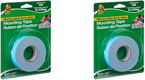 Duck Cinta de montaje de espuma extraíble, 3 pulgadas x 10 pies, rollo individual, color blanco (1098147) (paquete de 2)
