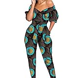 RealWax African Women Wax Print Jumpsuit Dashki Ankara Clothing Casual Sexy Clothes 347x S/US8/UK12