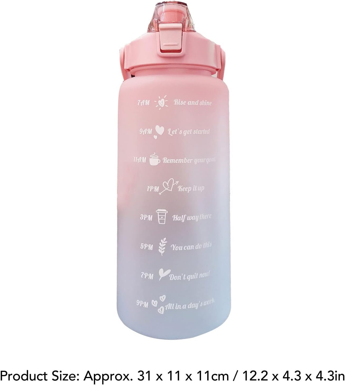 Topyond 2000ml Water Bottle, Large Capacity Gradient Color Straw Bottle, Portable Frosted Sports Water Cup for Outdoor Activities