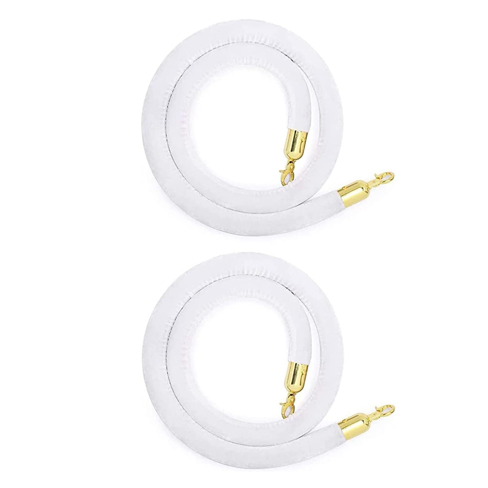 2 Pack Velvet Crowd Control Rope with Polished Gold Hooks - 4ft Red Stanchion for Hotels, Theaters, and Events(White,4ft/120cm)